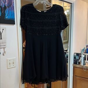 Laurence Kazar New York Black Shimmer Mini Dress jr xl